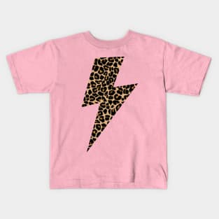 Preppy Leopard Print Lightning Bolt Kids T-Shirt